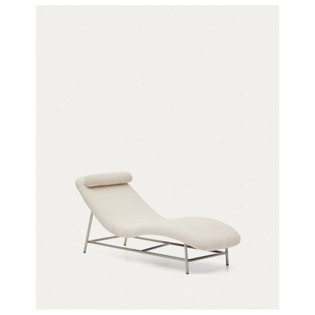 Diván Osla de chenilla beige y patas de acero inoxidable cepillado 175 cm - Kave Home