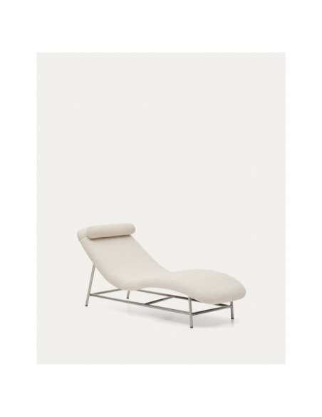Diván Osla de chenilla beige y patas de acero inoxidable cepillado 175 cm - Kave Home