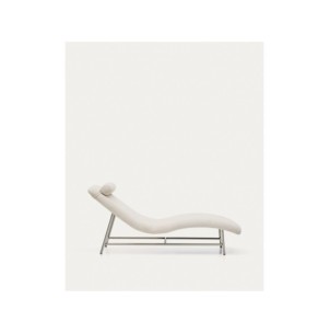 Diván Osla de chenilla beige y patas de acero inoxidable... 2