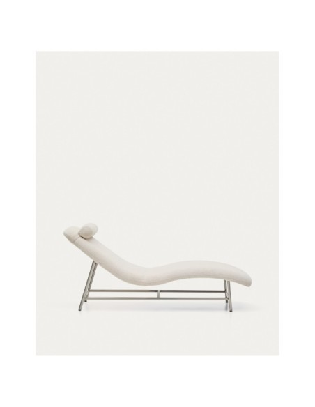 Diván Osla de chenilla beige y patas de acero inoxidable cepillado 175 cm - Kave Home