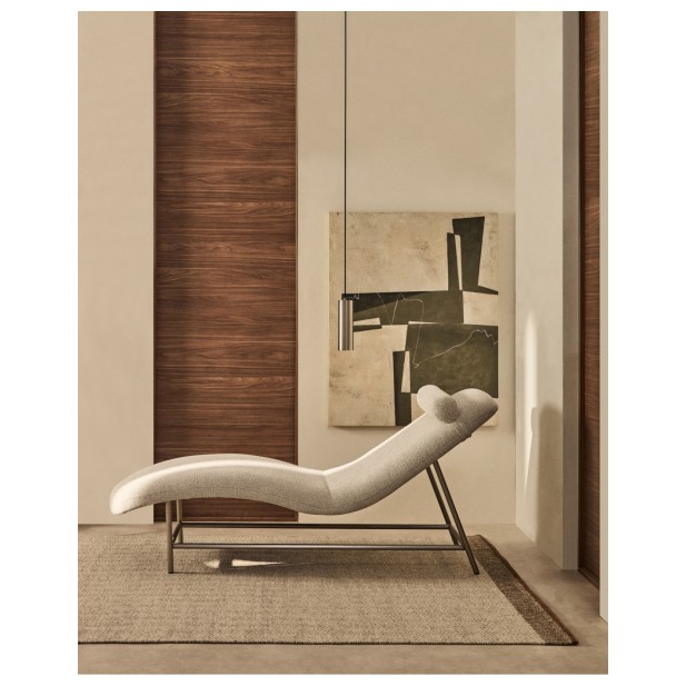 Diván Osla de chenilla beige y patas...