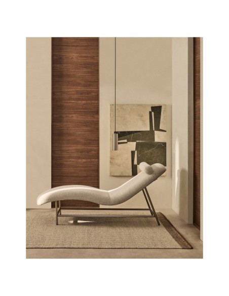 Diván Osla de chenilla beige y patas de acero inoxidable cepillado 175 cm - Kave Home
