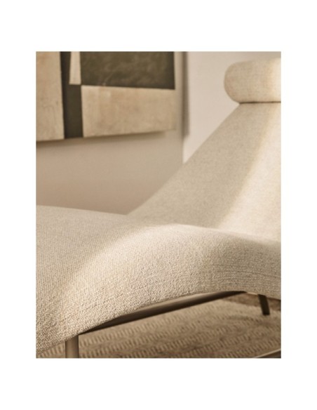 Diván Osla de chenilla beige y patas de acero inoxidable cepillado 175 cm - Kave Home
