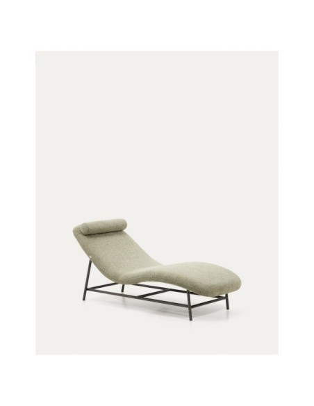 Diván Osla de chenilla verde y patas de acero inoxidable cepillado grafito 174 cm - Kave Home