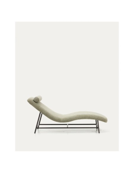 Diván Osla de chenilla verde y patas de acero inoxidable cepillado grafito 174 cm - Kave Home