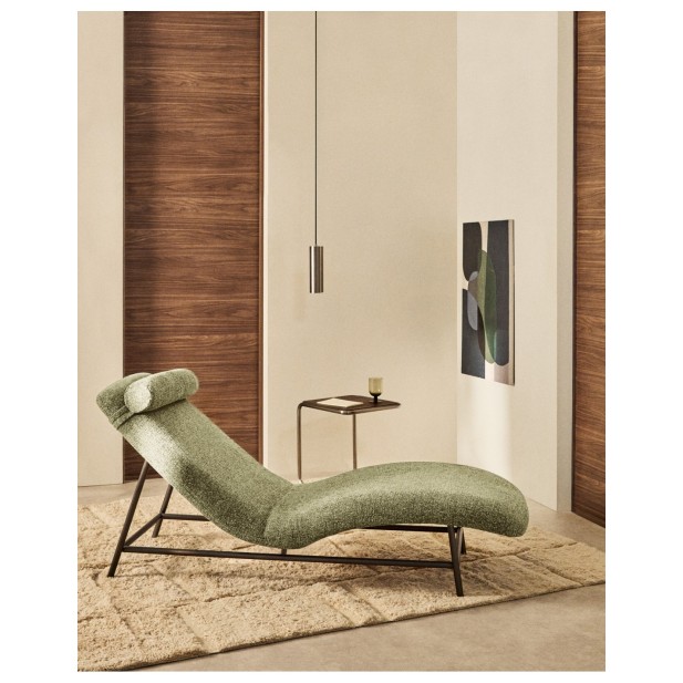 Diván Osla de chenilla verde y patas...