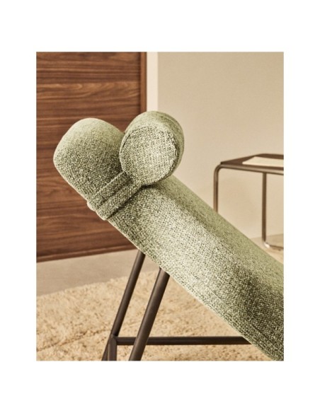 Diván Osla de chenilla verde y patas de acero inoxidable cepillado grafito 174 cm - Kave Home