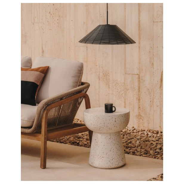 Mesa auxiliar Pada de terrazo blanco...