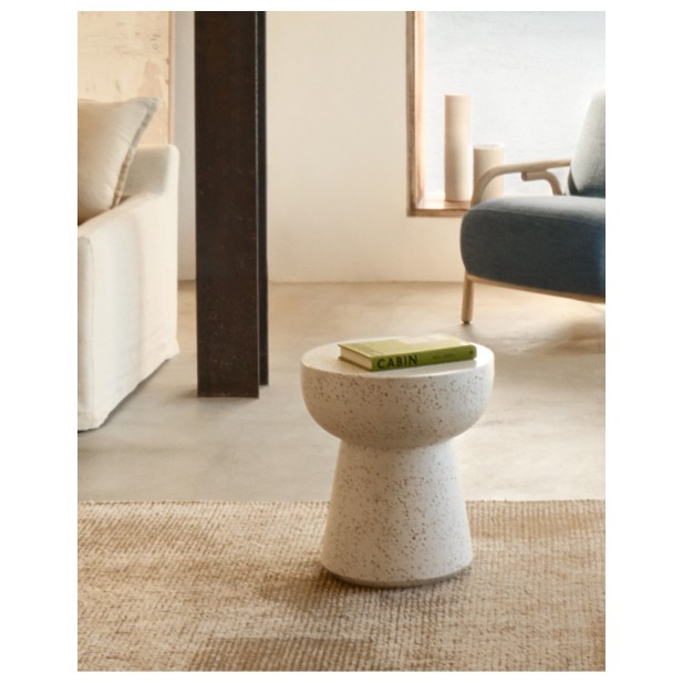 Mesa auxiliar Pada de terrazo blanco...