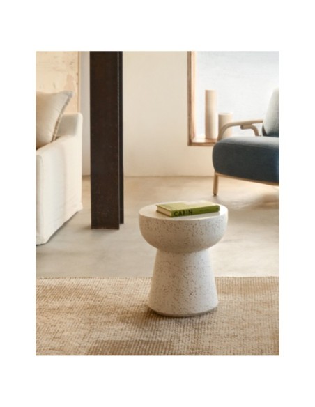 Mesa auxiliar Pada de terrazo blanco Ø 40 cm - Kave Home