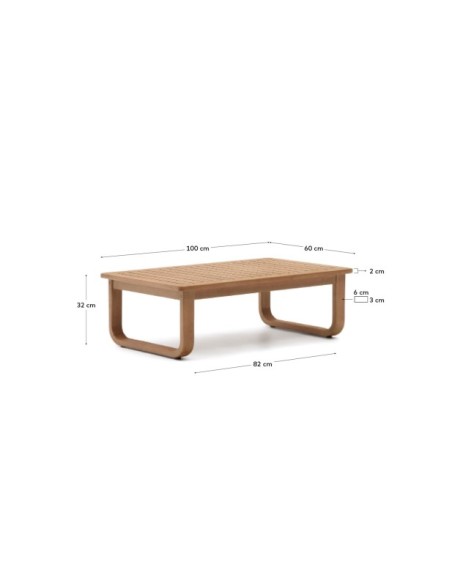 Mesa de centro exterior Sacaleta de madera maciza de eucalipto 100 x 60 cm FSC 100% - Kave Home