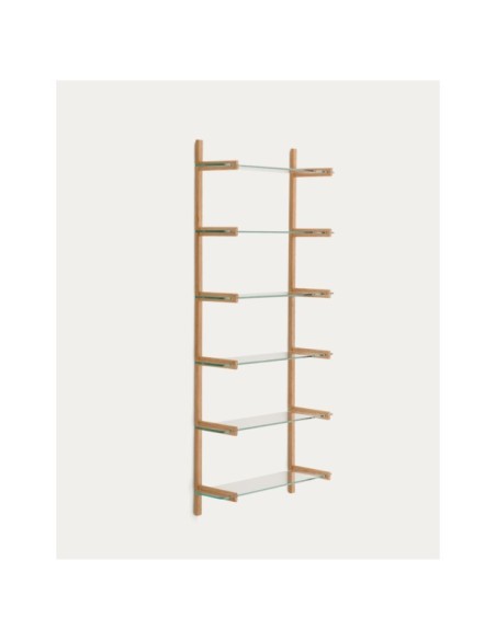Estantería modular Sitra 6 baldas de cristal y madera maciza roble 90 cm FSC Mix Credit - Kave Home