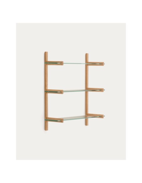 Estantería modular Sitra 3 baldas de cristal y madera maciza roble 90 cm FSC Mix Credit - Kave Home