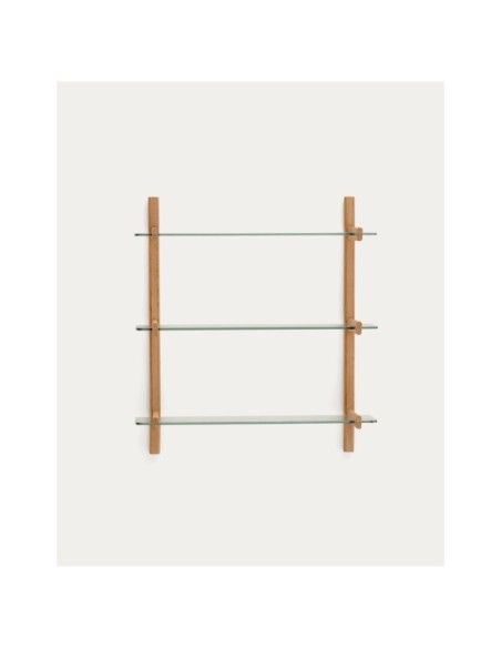 Estantería modular Sitra 3 baldas de cristal y madera maciza roble 90 cm FSC Mix Credit - Kave Home