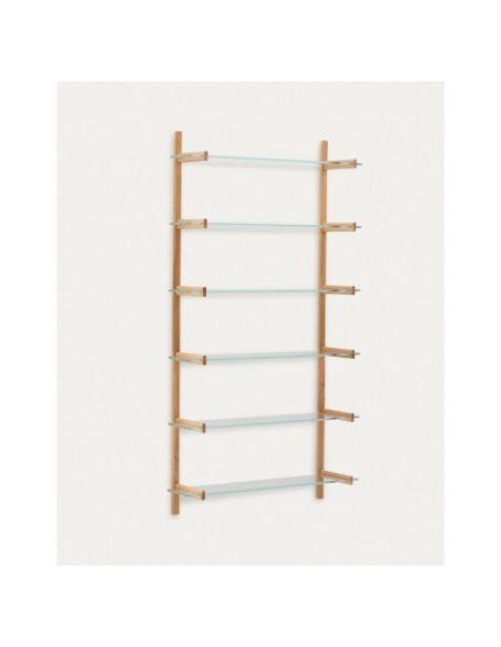 Estantería modular Sitra 6 baldas de cristal y madera maciza roble 110 cm FSC Mix Credit - Kave Home