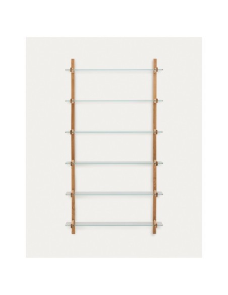 Estantería modular Sitra 6 baldas de cristal y madera maciza roble 110 cm FSC Mix Credit - Kave Home