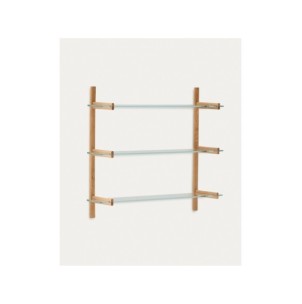 Estantería modular Sitra 3 baldas de cristal y madera...