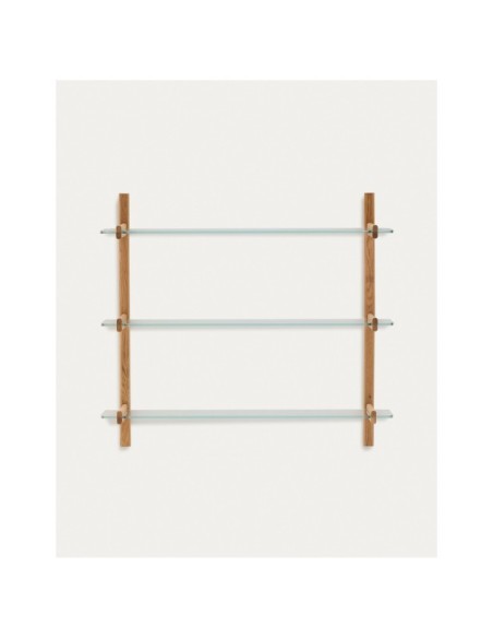 Estantería modular Sitra 3 baldas de cristal y madera maciza roble 110 cm FSC Mix Credit - Kave Home