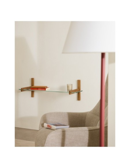 Estantería modular Sitra 1 balda de cristal y madera maciza roble 90 cm FSC Mix Credit - Kave Home