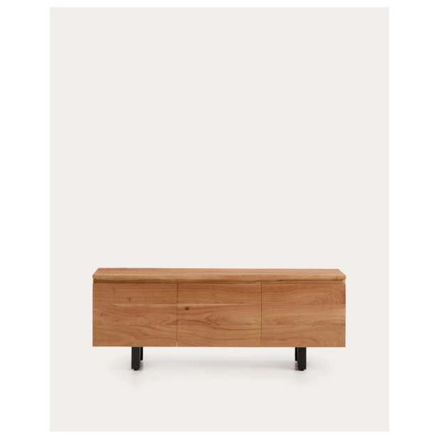 Mueble TV Uxue 3 puertas de madera maciza de acacia con acabado blanqueado 150 x 58 cm - Kave Home