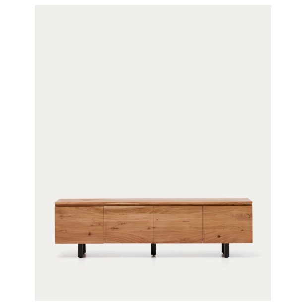 Mueble TV Uxue 3 puertas de madera maciza de acacia con acabado blanqueado 200 x 58 cm - Kave Home