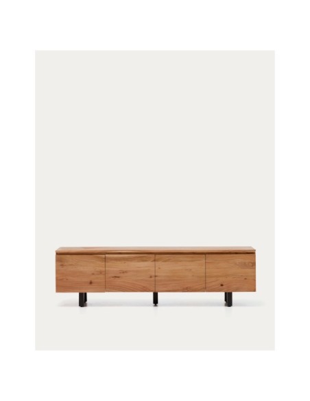 Mueble TV Uxue 3 puertas de madera maciza de acacia con acabado blanqueado 200 x 58 cm - Kave Home