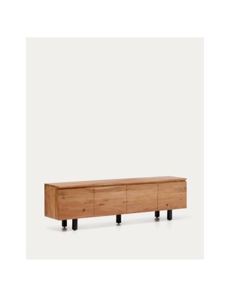 Mueble TV Uxue 3 puertas de madera maciza de acacia con acabado blanqueado 200 x 58 cm - Kave Home