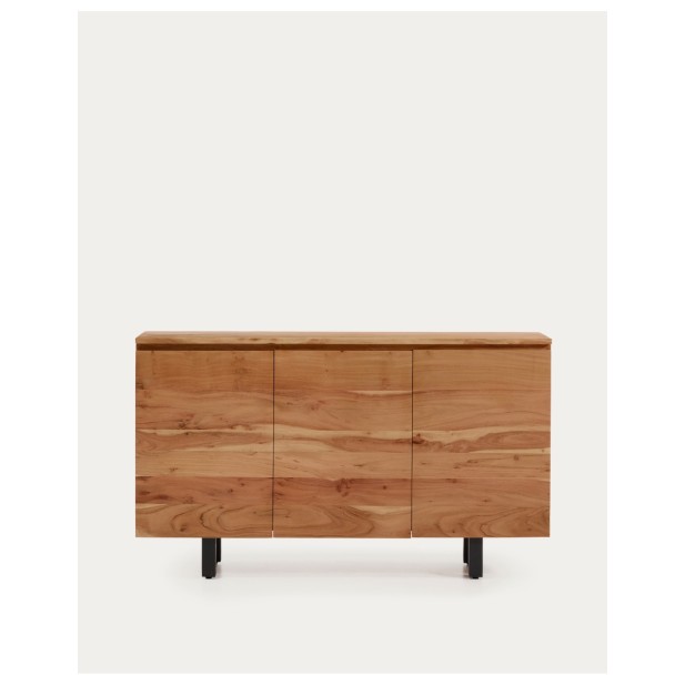Aparador Uxue 3 puertas de madera maciza de acacia con acabado blanqueado 150 x 88 cm - Kave Home