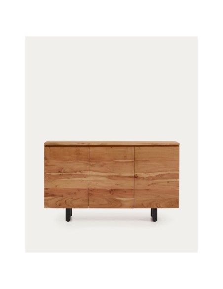 Aparador Uxue 3 puertas de madera maciza de acacia con acabado blanqueado 150 x 88 cm - Kave Home