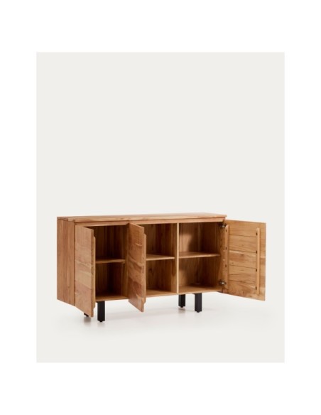 Aparador Uxue 3 puertas de madera maciza de acacia con acabado blanqueado 150 x 88 cm - Kave Home