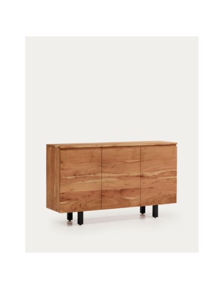 Aparador Uxue 3 puertas de madera maciza de acacia con acabado blanqueado 150 x 88 cm - Kave Home