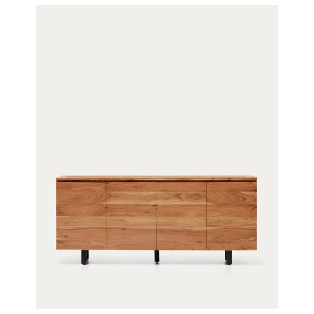 Aparador Uxue 4 puertas de madera maciza de acacia con acabado blanqueado 200 x 88 cm - Kave Home