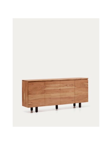 Aparador Uxue 4 puertas de madera maciza de acacia con acabado blanqueado 200 x 88 cm - Kave Home