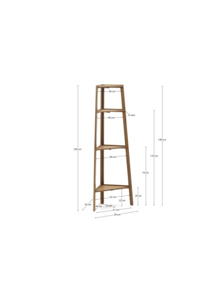 Estantería de exterior Victora de madera maciza de acacia 42 x 150 cm FSC 100% - Kave Home
