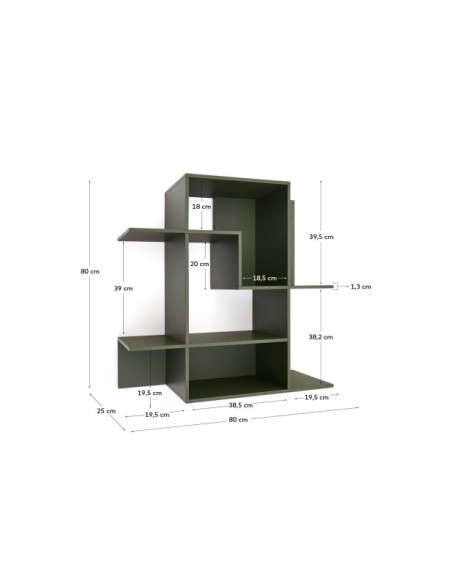 Estantería modular Ina de DM lacado verde 80 x 80 cm FSC 100% - Kave Home