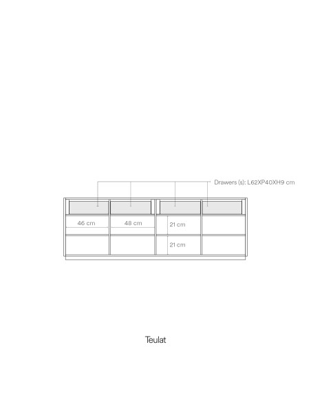 Aparador DORIC 198 cm, Blanco / Interior Crema - Teulat