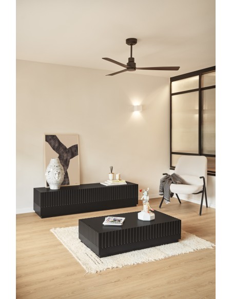 Mueble TV DORIC, Negro / Interior Antracita - Teulat