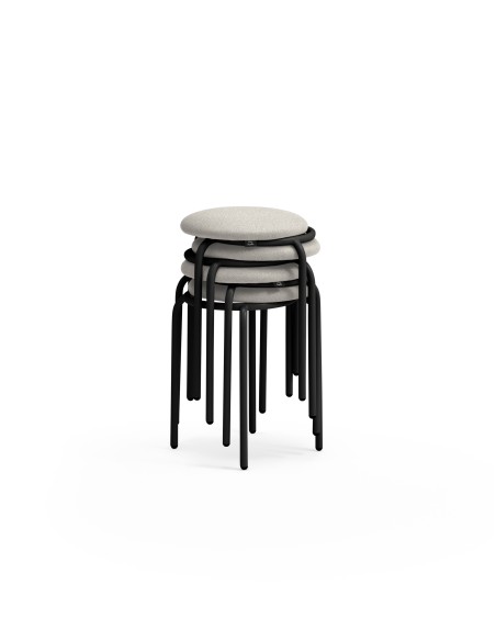 Taburete Bajo ECLIPSE, Metal Negro / Textil - Teulat