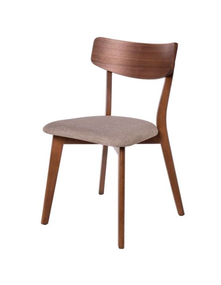 Silla MØRK, Madera Nogal / Textil Beige - Vackart