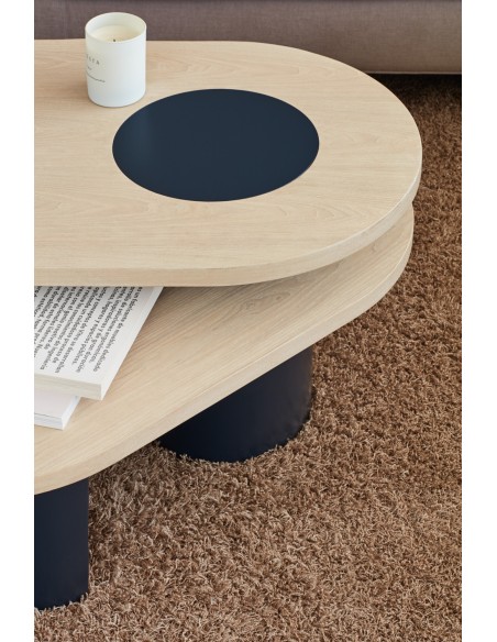 Mesa de Centro NORI, Natural Claro / Patas Azul - Teulat