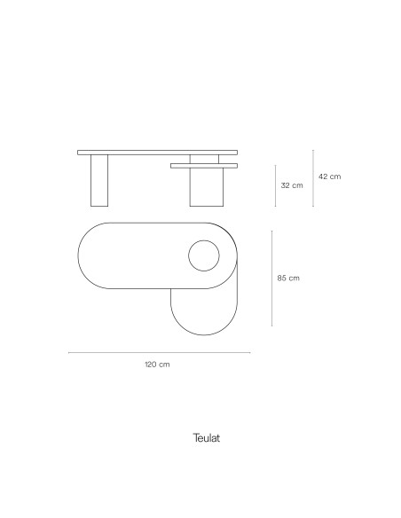 Mesa de Centro NORI, Natural Claro / Patas Azul - Teulat