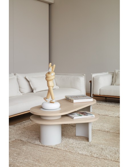 Mesa de Centro NORI, Natural Claro / Patas Crema - Teulat