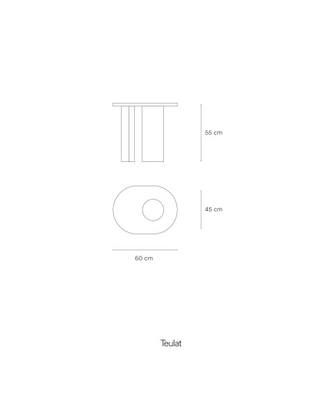 Mesa Auxiliar NORI, Natural Claro / Patas Crema - Teulat