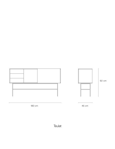 Aparador NUBE 180 cm, Negro / Antracita - Teulat