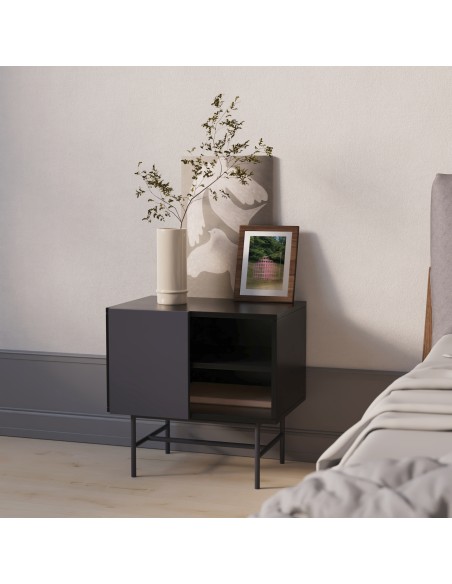 Mesita de Noche NUBE, Negro / Gris Antracita - Teulat