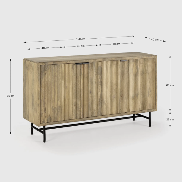 Aparador WAVY 150 cm, Mango Natural /...