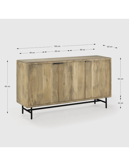 Aparador WAVY 150 cm, Mango Natural / Metal