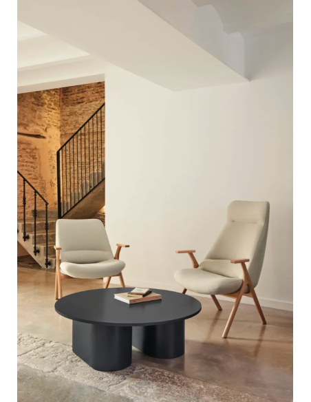 Mesa Centro Redonda TOTEM Ø110 cm, Gris Antracita - Teulat