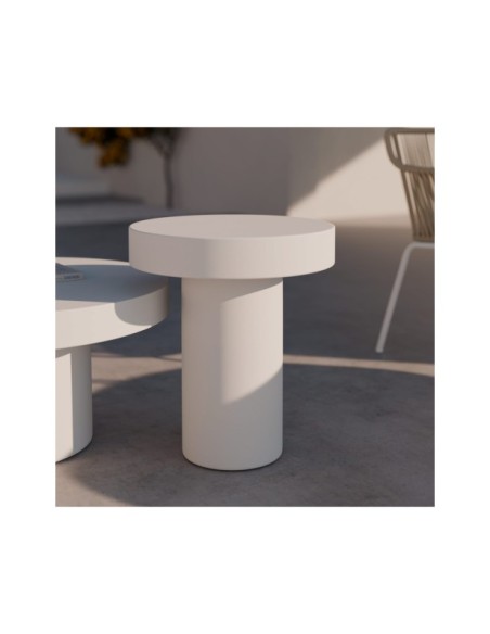 Mesa de Centro Ext. MIRKO Ø50 cm, Cemento Blanco