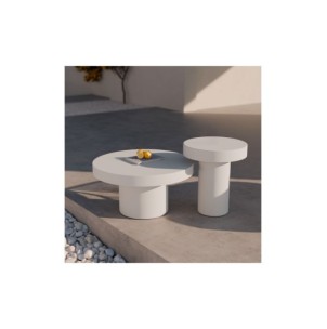 Mesa de Centro Ext. MIRKO Ø50 cm, Cemento Blanco - Vackart 2